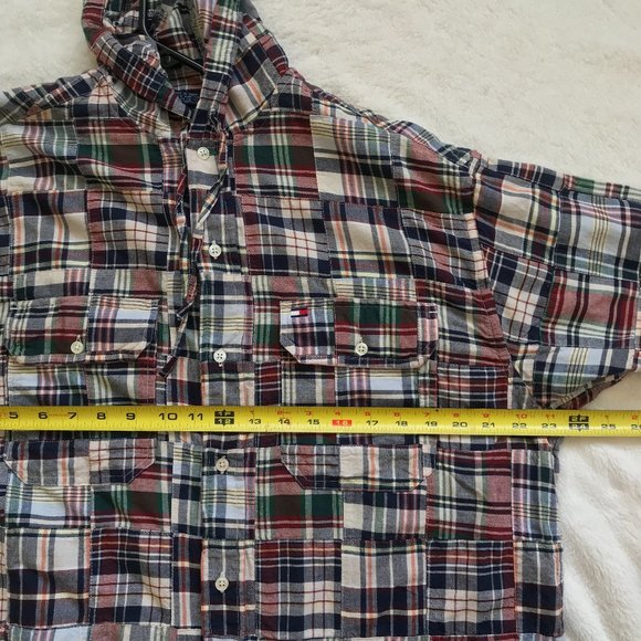Tommy Hilfiger Plaid Hooded Long Sleeve Shirt M - Picture 4 of 6